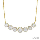 1 1/5 Ctw Circular Mount Lovebright Round Cut Diamond Necklace in 14K Yellow & White Gold